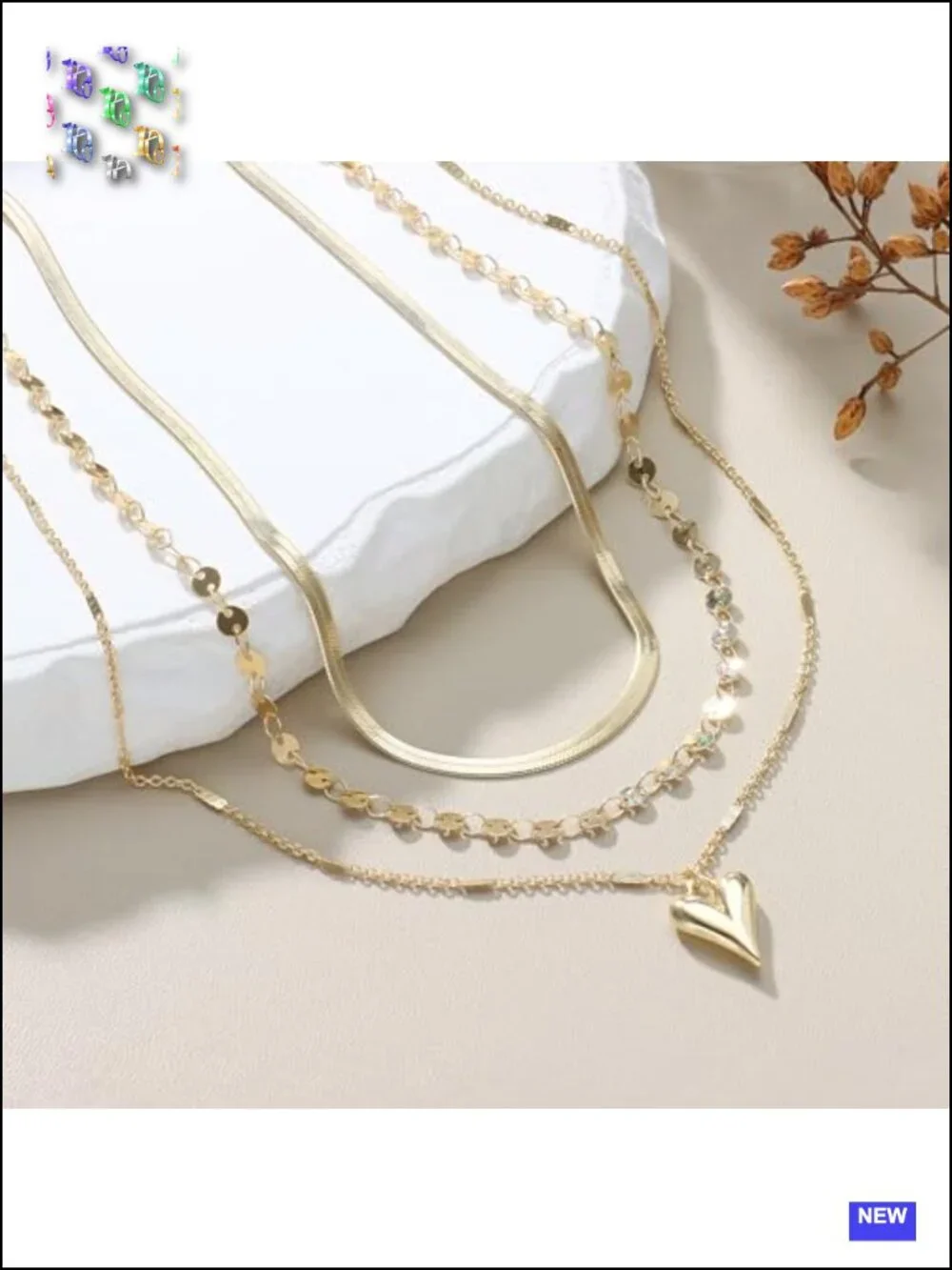 14k Gold-Plated Layered Necklace Set Dainty Choker Pendant Stack